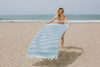 Multi Stripe Terry Cloth Lined Turkish Towel in Mint and Blue