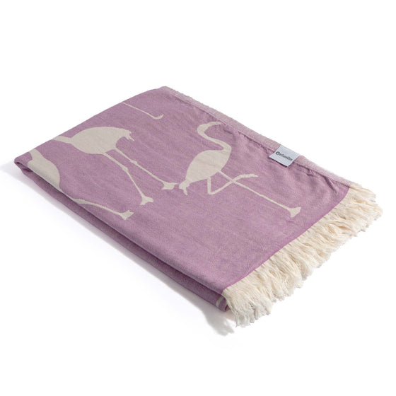 CLEARANCE - Flamingo Reversible Cotton Turkish Towel in Lilac
