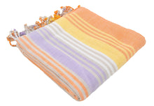  Rainbow Variegated Sand Free Turkish Towel in Orange