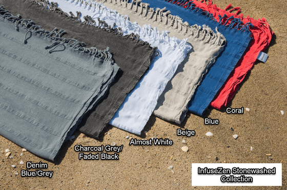 Stonewashed Turkish Towel in Faded Black / Charcoal Grey